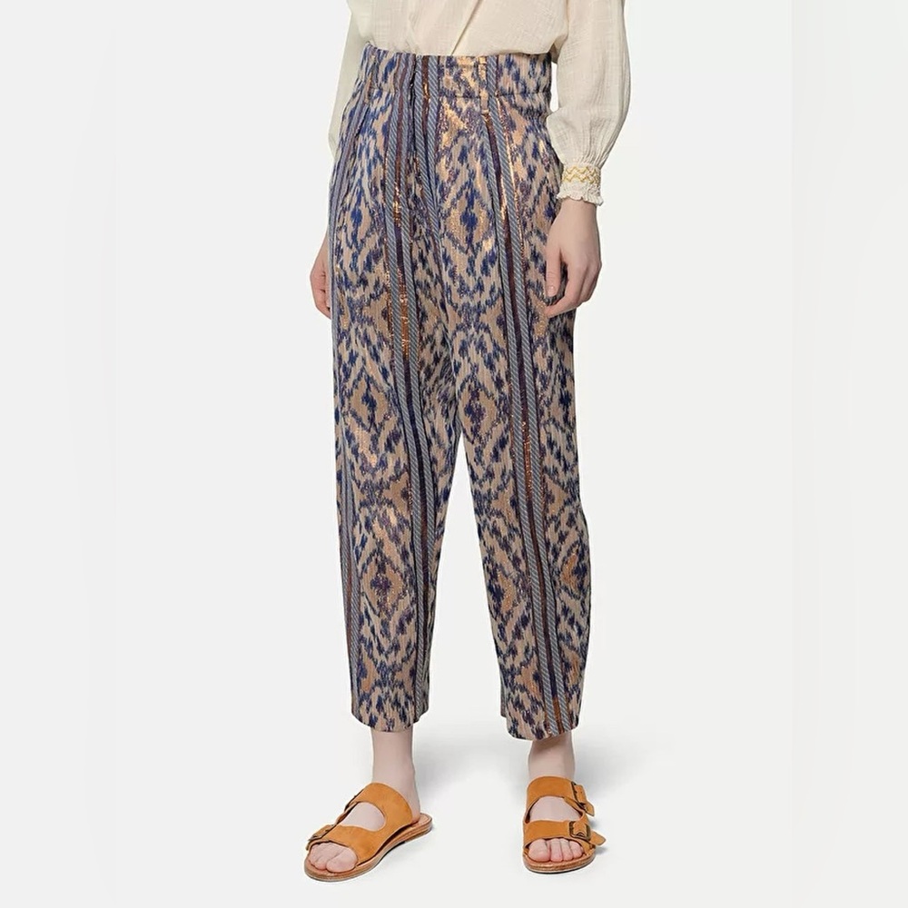 NWOT Forte Forte Nuit Berbere Jacquared Pants in Indigo. 27in waist
